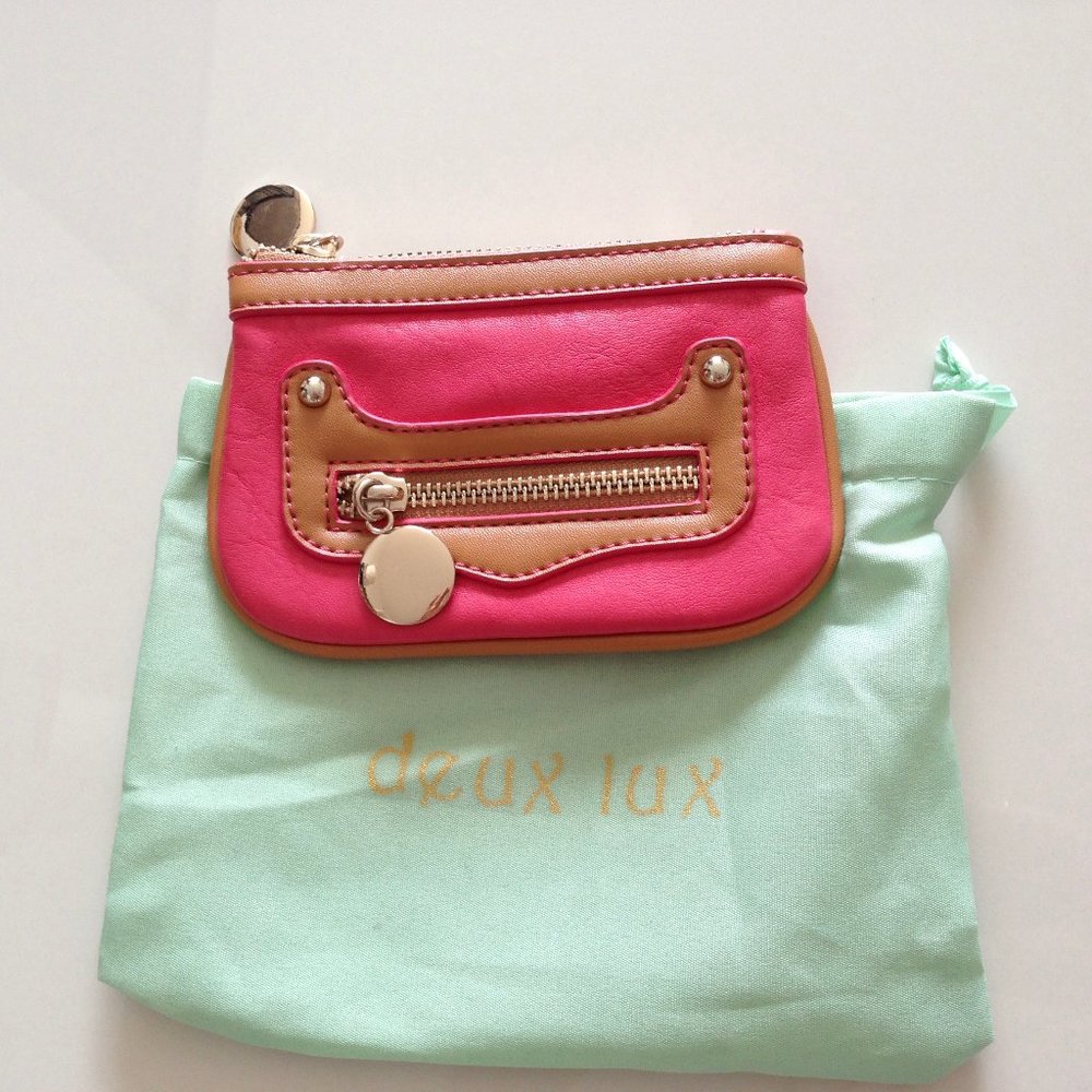 Emperia Vegan Leather zipper wallet  Pink  Brown clutch
